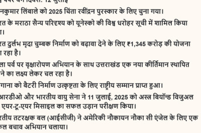 Here are the Daily Hindi Current Affairs 14 July 2025